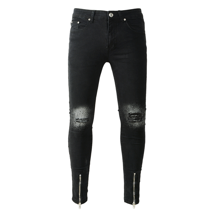 Black-slim-fit-hole-jeans