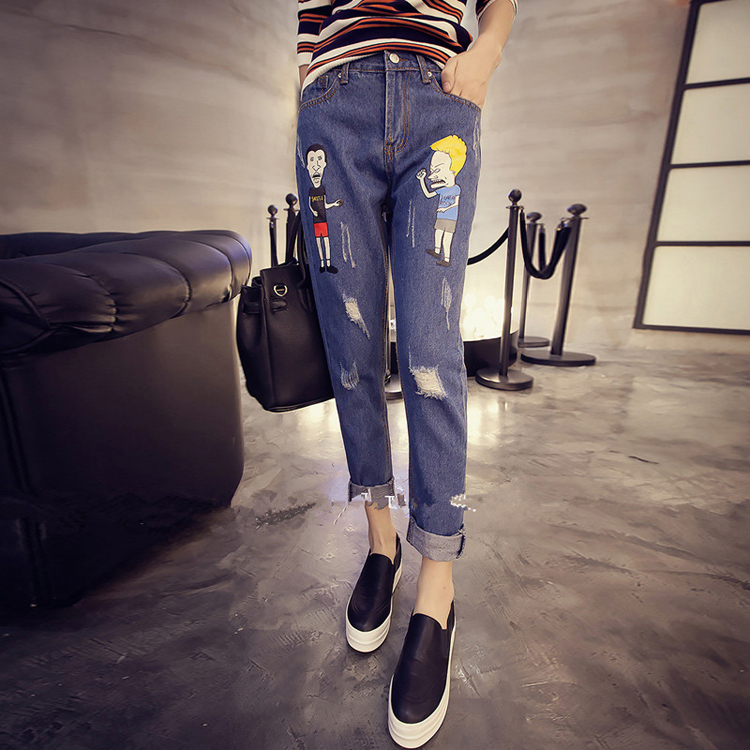 Cartoon-Print-alen-igh-Waist-Slim-Fit-Jeans