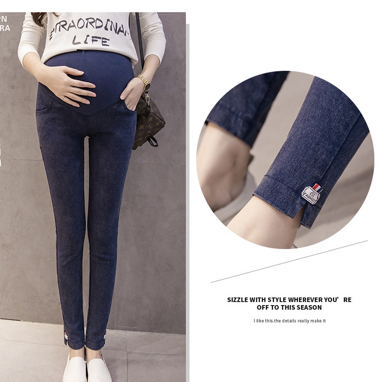 Comfortable-breathable-washed-denim-pregnant-women-leggings