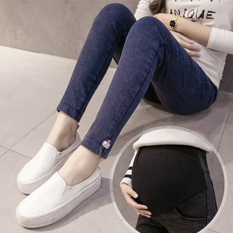 Comfortable-breathable-washed-denim-pregnant-women-leggings