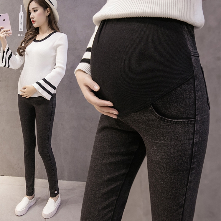 Comfortable-breathable-washed-denim-pregnant-women-leggings