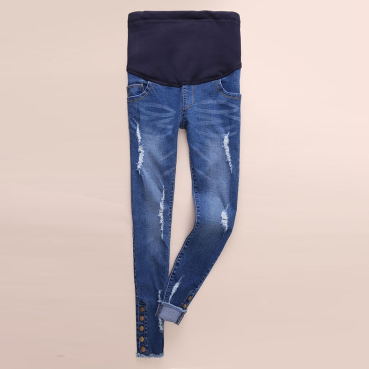 Copper-buckle-hole-maternity-jeans