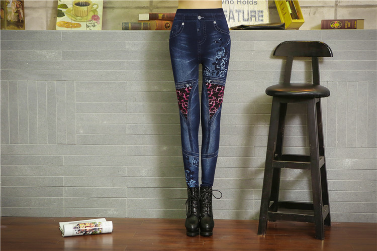 Denim-leopard-leggings-wholesale