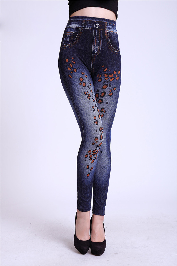 Denim-leopard-print-leggings