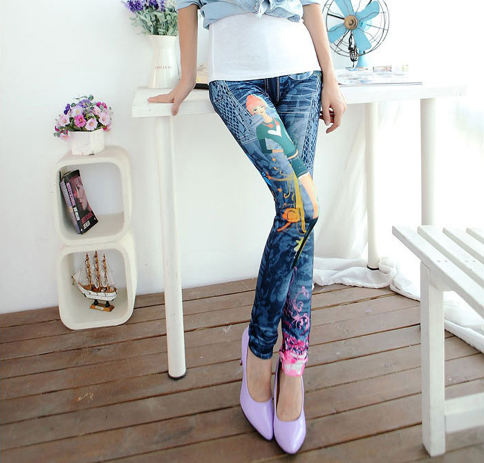 Denim-stretch-patterned-leggings