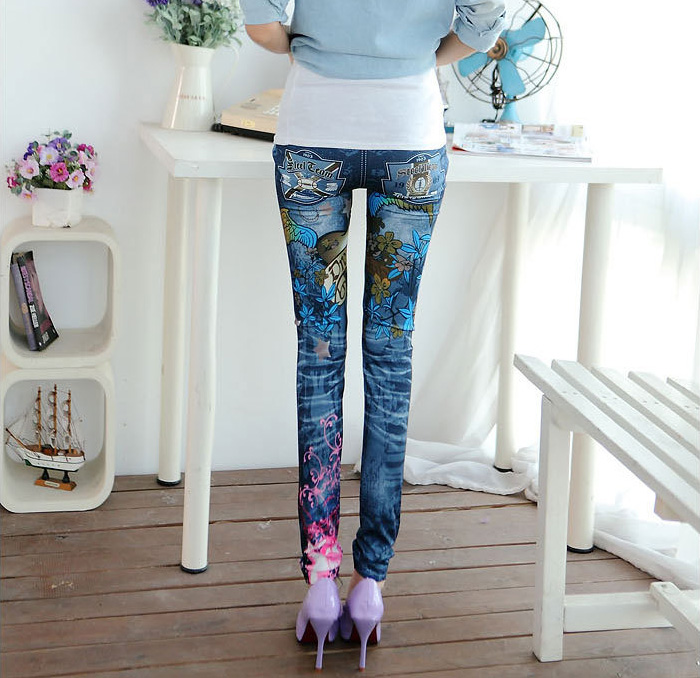 Denim-stretch-patterned-leggings