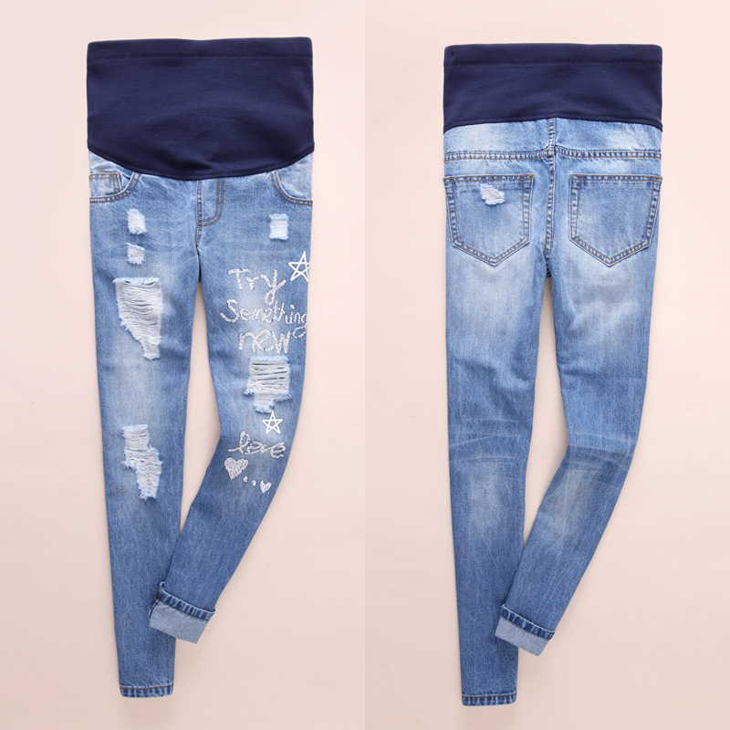 Fashion-slim-holes-maternity-jeans