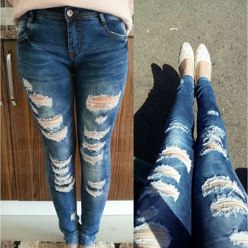 Female-pure-cotton-foot-hole-Boyfriend-pencil-jeans-wholesale