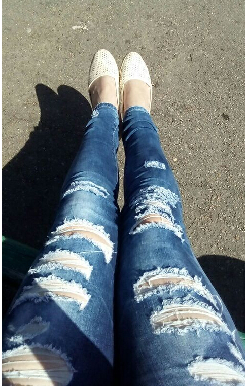 Female-pure-cotton-foot-hole-Boyfriend-pencil-jeans-wholesale