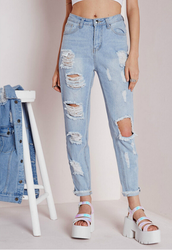 Female-sexy-hole-tassel-jeans