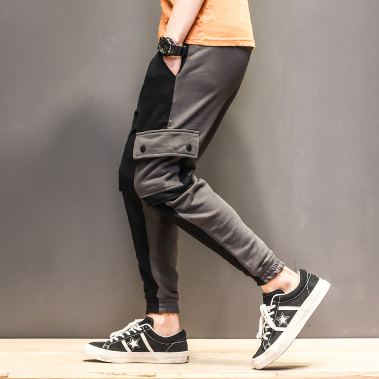 Knee-big-pocket-loose-elastic-feet-nine-points-casual-pants