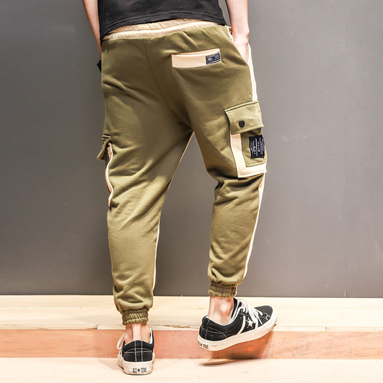 Knee-big-pocket-loose-elastic-feet-nine-points-casual-pants