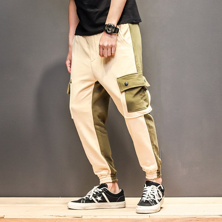 Knee-big-pocket-loose-elastic-feet-nine-points-casual-pants