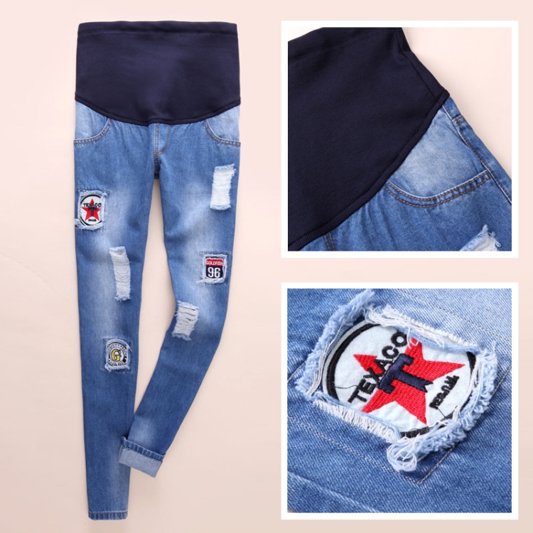 Labeling-holes-pregnant-women-denim-leggings