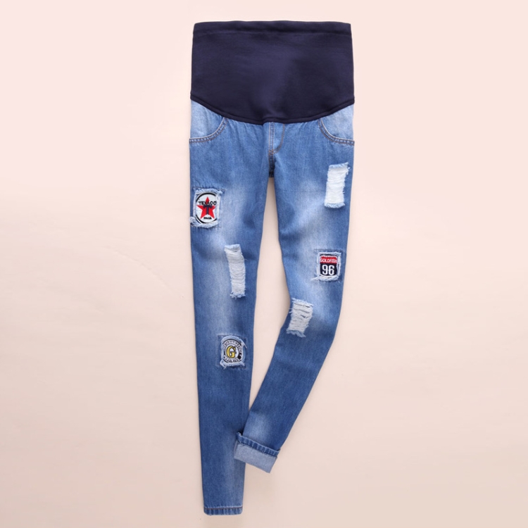 Labeling-holes-pregnant-women-denim-leggings