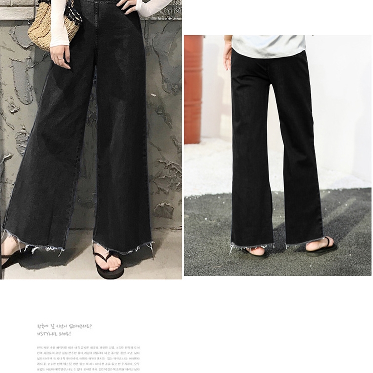 Loose-high-waist-wide-leg-denim-flared-maternity-pants