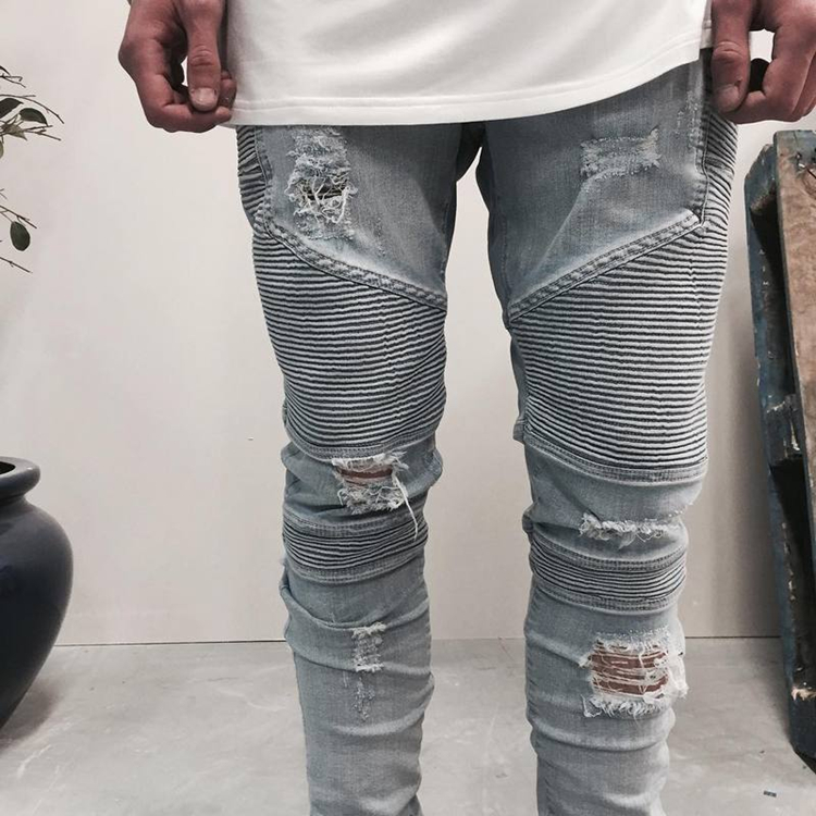 Middle-waist-stitching-hole-cheap-jeans