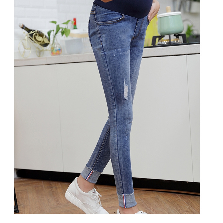 New-style-stretch-slim-holes-maternity-jeans
