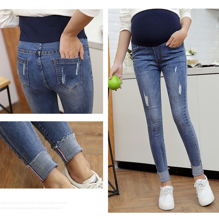 New-style-stretch-slim-holes-maternity-jeans