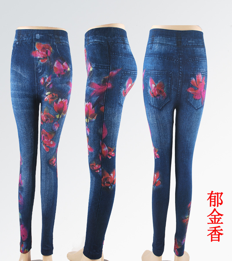 Waist-flowers-hue-denim-leggings