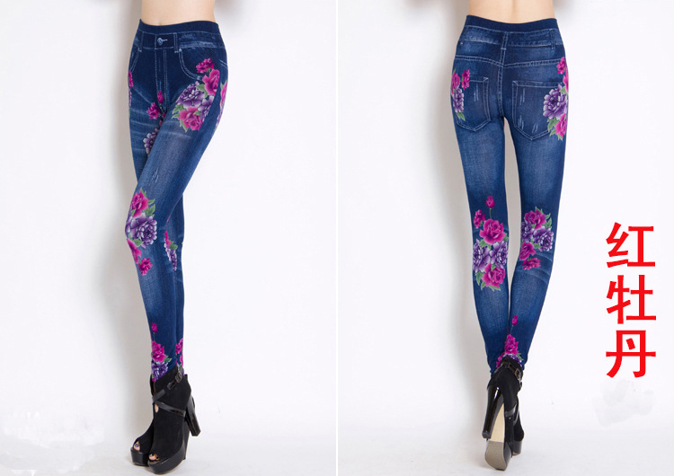 Waist-flowers-hue-denim-leggings