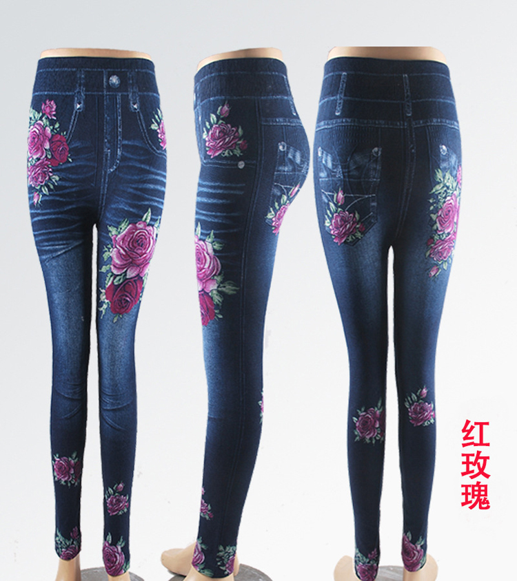 Waist-flowers-hue-denim-leggings