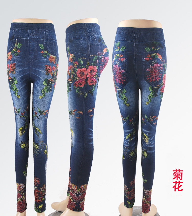 Waist-flowers-hue-denim-leggings