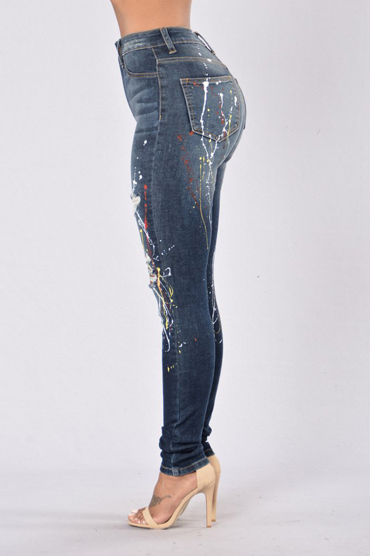 Wholesale-Punching-Paint-Printing-Stretch-Jeans-leggings