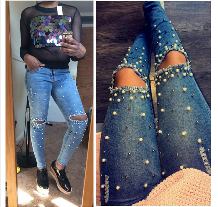 Wholesale-Women-Beaded-ole-Slim-Jeans