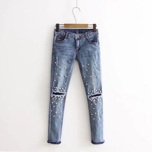 Wholesale-Women-Beaded-ole-Slim-Jeans