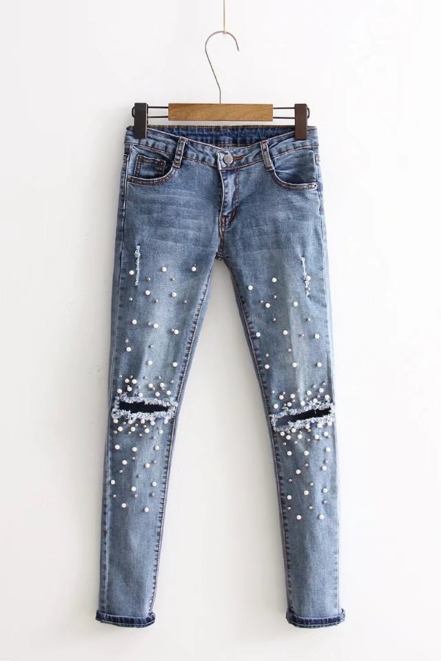 Wholesale-Women-Beaded-ole-Slim-Jeans