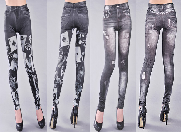 Wholesale-figures-tattoo-print-denim-leggings