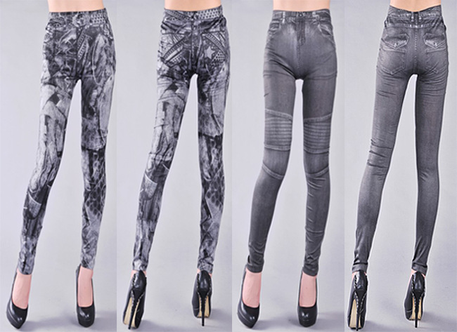 Wholesale-figures-tattoo-print-denim-leggings