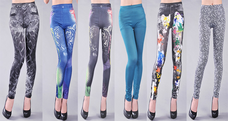 Wholesale-figures-tattoo-print-denim-leggings