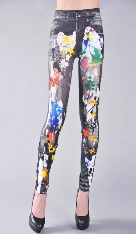 Wholesale-figures-tattoo-print-denim-leggings