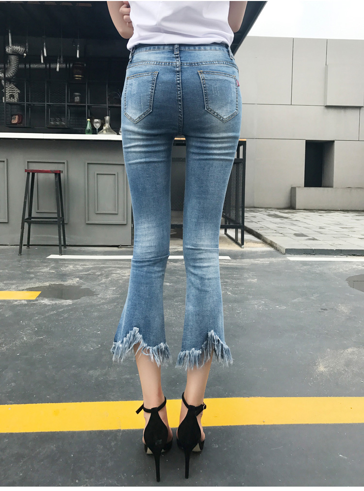Wholesale-flower-embroidery-hollow-out-tassel-micro-flared-jeans