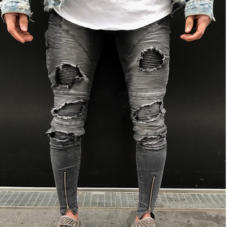 Wholesale-fold-slim-denim-foot-trousers