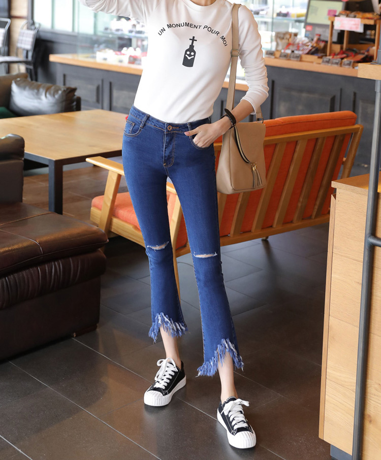 Wholesale-high-waist-cropped-fringe-raw-wide-leg-jeans