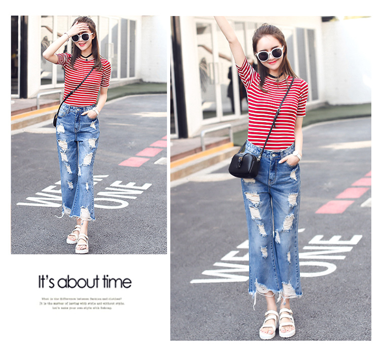 Wholesale-hole-denim-high-waist-denim-wide-leg-pants-pants