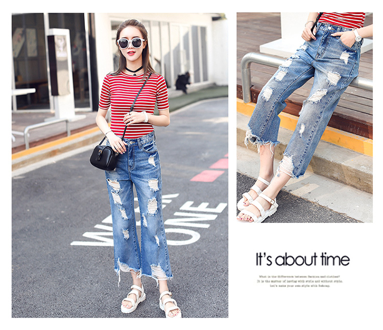 Wholesale-hole-denim-high-waist-denim-wide-leg-pants-pants