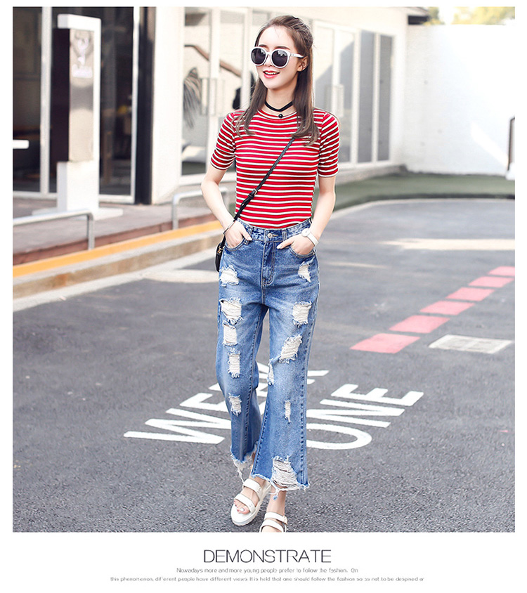 Wholesale-hole-denim-high-waist-denim-wide-leg-pants-pants