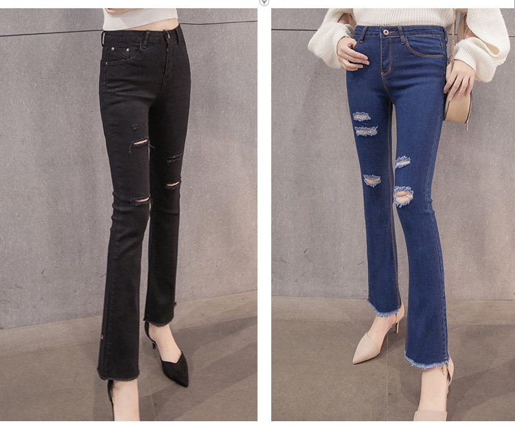 Wholesale-hole-jeans-women-leggings-flared-pants