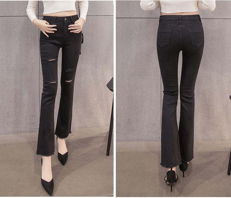 Wholesale-hole-jeans-women-leggings-flared-pants