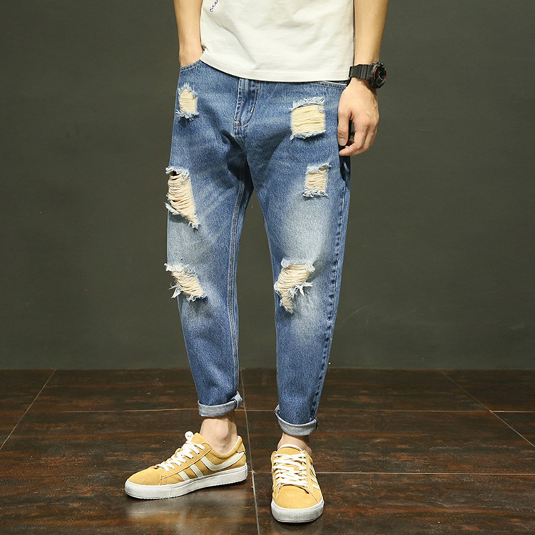 Wholesale-hole-slim-denim-pants