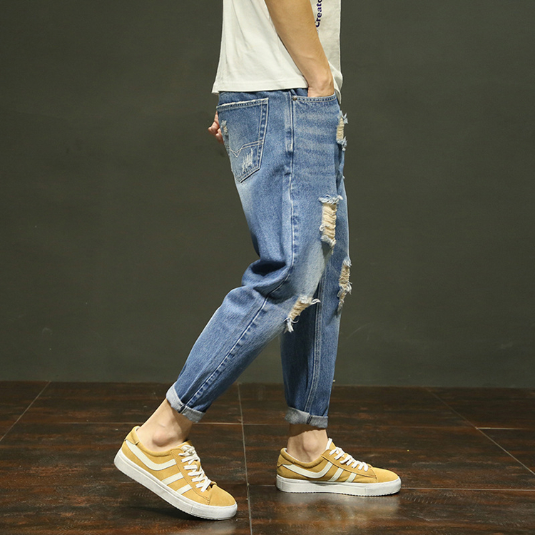 Wholesale-hole-slim-denim-pants