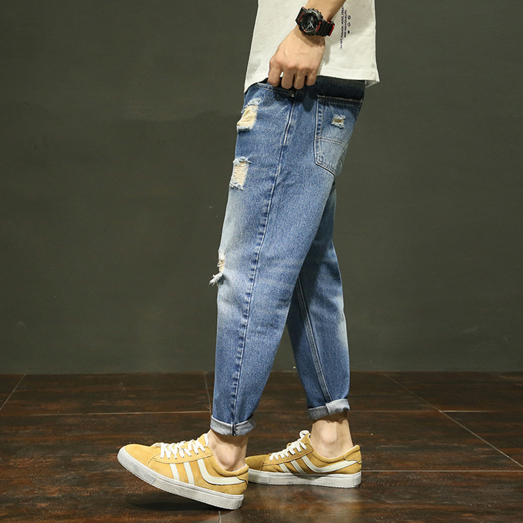 Wholesale-hole-slim-denim-pants