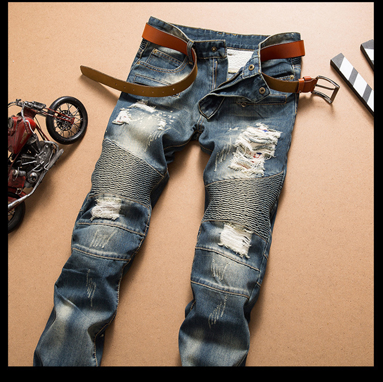 Wholesale-hole-slim-straight-jeans