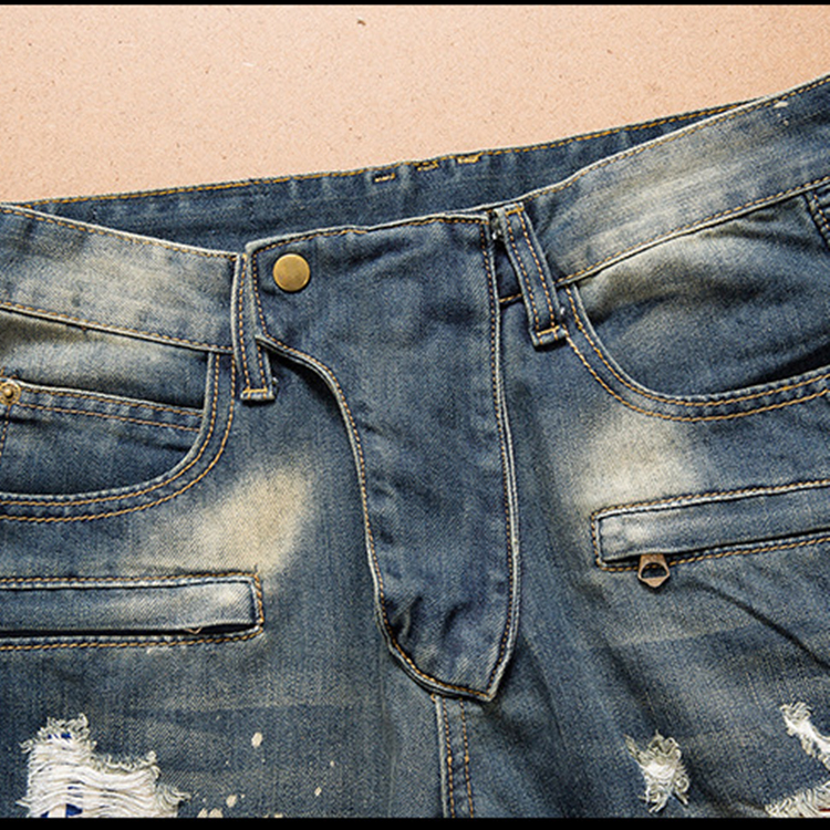 Wholesale-hole-slim-straight-jeans