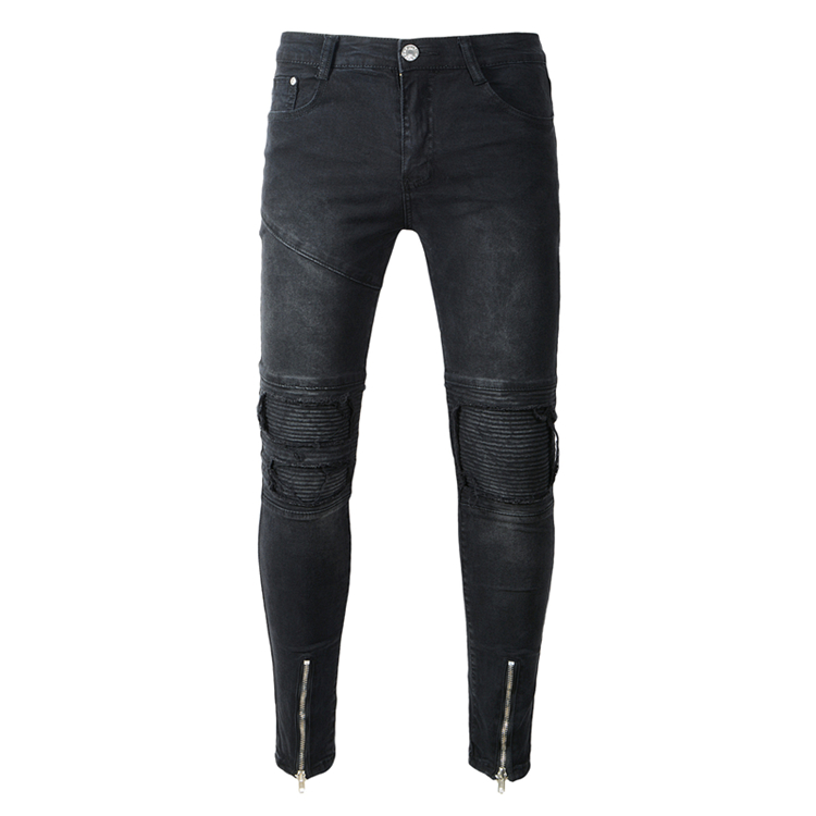 Wholesale-hole-straight-slim-denim-trousers