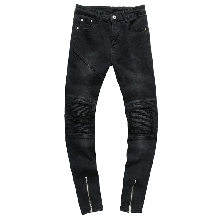 Wholesale-hole-straight-slim-denim-trousers